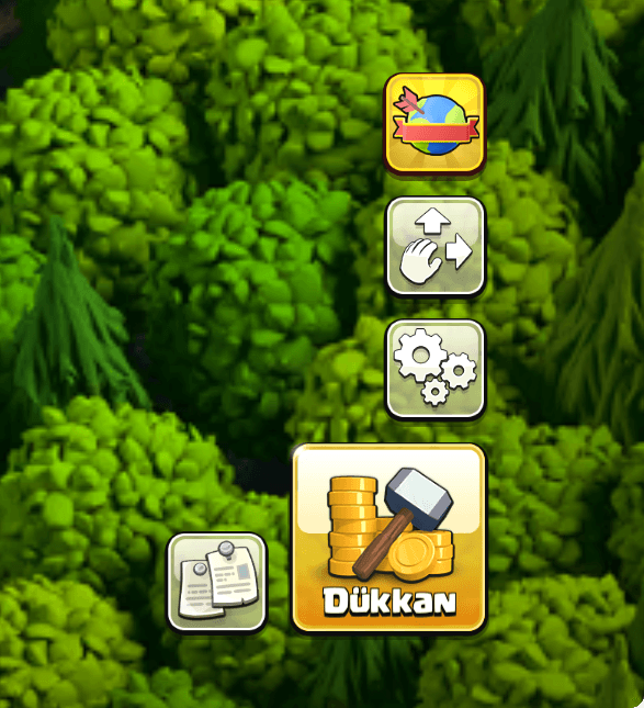 Köyün sağ alt köşesindeki Clash of Clans ayarlar dişlisi