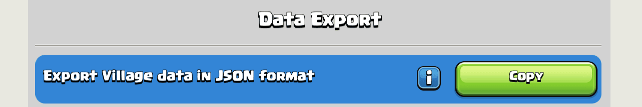 Die Zeile „Datenexport“ mit ihrer Schaltfläche „Kopieren“